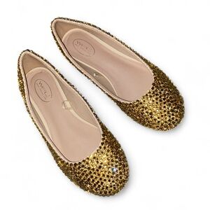 Siam Red Crystal Ballet Flats Round Toe Nude Or Black All Sizes New